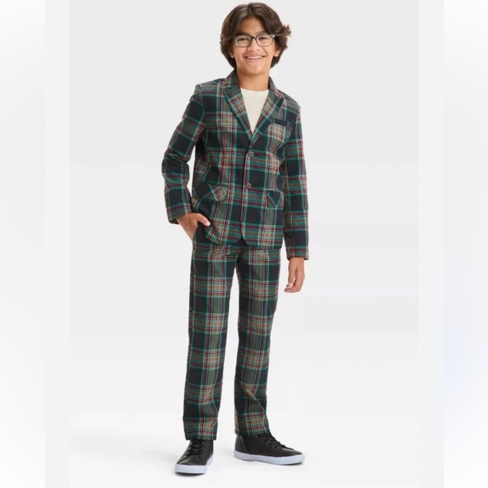 Cat & Jack Multicolor Plaid Suit Boys SZ 5